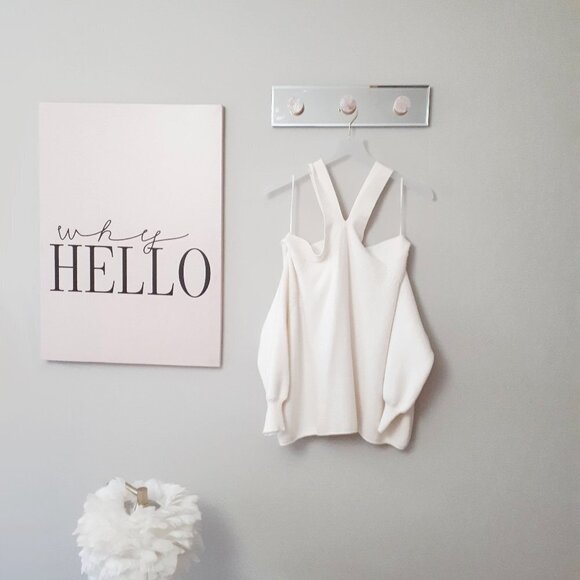 EUC Zara off-white ecru crossover strap exposed shoulder sweater, S - Picture 9 of 11